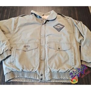 Expressions Men Vintage Street Wise Airborne Green Bomber Jacket Insulated Sz Xl